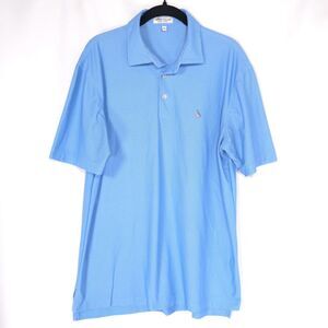 PETER MILLAR Men’s Polo Shirt Blue MEDIUM Summer Comfort STREAMSONG Logo EK54S